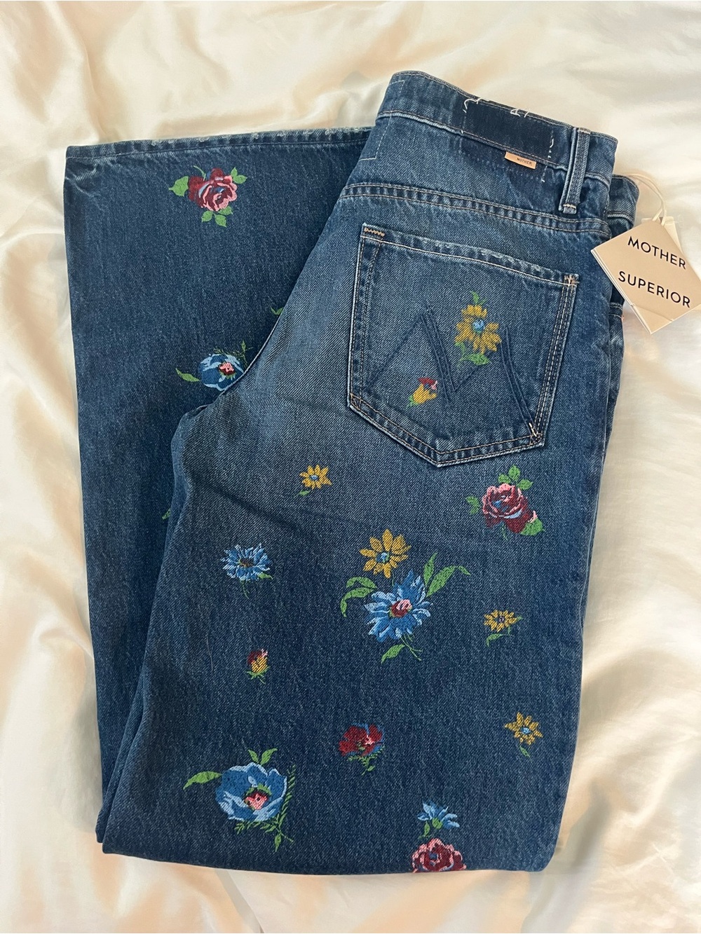 Mother The Rerun Zip Sneak High-Rise Wide-Leg in Field of Flowers - Picture 4 of 8